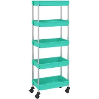 vidaXL Chariot de cuisine 5 plateaux turquoise 42x29x128 cm Fer et ABS