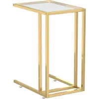 vidaXL Table d'appoint ordinateur Transparent 50x35x65 cm Verre trempé