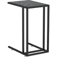 vidaXL Table d'appoint ordinateur Marbre noir 50x35x65 cm Verre trempé