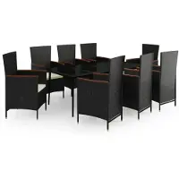 vidaXL Salon de jardin 9 pièces avec coussins Noir