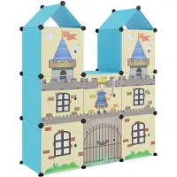 vidaXL Armoire de rangement pour enfants avec 8 cubes Bleu PP