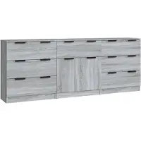 vidaXL Sideboard 3 pièces gris Sonoma Bois composite