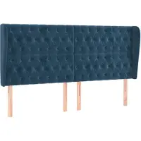 vidaXL Tête de lit avec oreilles bleu foncé 203x23x118/128 cm velours