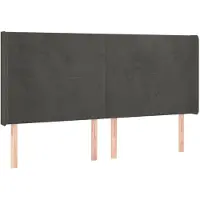 vidaXL Tête de lit avec oreilles gris foncé 183x16x118/128 cm velours