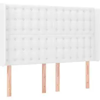 vidaXL Tête de lit avec oreilles blanc 147x16x118/128 cm similicuir