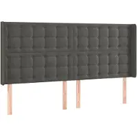 vidaXL Tête de lit avec oreilles gris foncé 203x16x118/128 cm velours