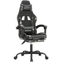 vidaXL Chaise de jeu avec repose-pieds noir et camouflage similicuir