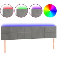 vidaXL Tête de lit LED gris clair 200x5x78/88 cm velours