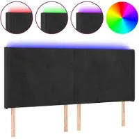 vidaXL Tête de lit LED noir 163x16x118/128 cm velours