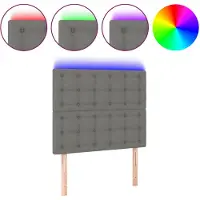 vidaXL Tête de lit LED gris foncé 90x5x118/128 cm Tissu