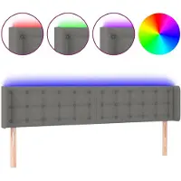 vidaXL Tête de lit LED gris foncé 183x16x78/88 cm Tissu