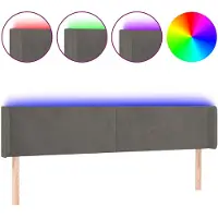vidaXL Tête de lit LED gris foncé 203x16x78/88 cm velours