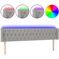 vidaXL Tête de lit LED gris clair 203x16x78/88 cm Tissu