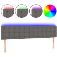 vidaXL Tête de lit LED Gris 200x5x78/88 cm Similicuir