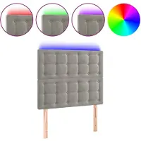 vidaXL Tête de lit LED gris clair 90x5x118/128 cm velours
