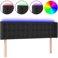 vidaXL Tête de lit LED noir 147x16x78/88 cm similicuir