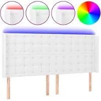 vidaXL Tête de lit LED blanc 163x16x118/128 cm similicuir