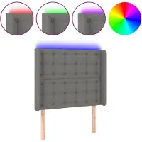 vidaXL Tête de lit LED gris foncé 103x16x118/128 cm Tissu