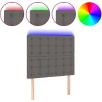 vidaXL Tête de lit LED Gris 80x5x118/128 cm Similicuir