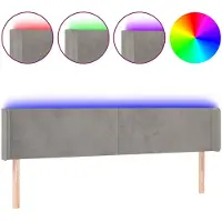 vidaXL Tête de lit LED gris clair 163x16x78/88 cm velours
