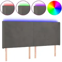 vidaXL Tête de lit LED gris foncé 183x16x118/128 cm velours