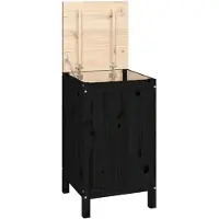 vidaXL Boîte à linge Noir 44x44x76 cm Bois massif de pin