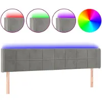 vidaXL Tête de lit LED gris clair 203x16x78/88 cm velours