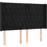 vidaXL Tête de lit avec oreilles noir 147x16x118/128 cm velours