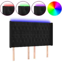 vidaXL LED Tête de lit noir 147x16x118/128 cm velours