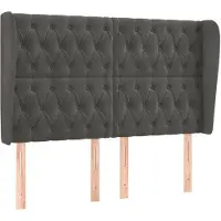vidaXL Tête de lit avec oreilles gris foncé 147x23x118/128 cm velours