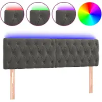 vidaXL Tête de lit LED gris foncé 144x7x78/88 cm velours