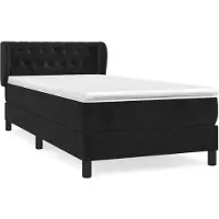 vidaXL Lit boxspring avec matelas noir 90x200 cm velours