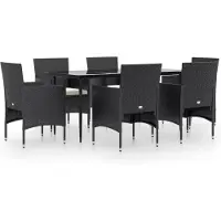 vidaXL Ensemble de jardin 7 pièces avec coussins Noir