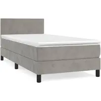 vidaXL Lit boxspring avec matelas gris clair 100x200 cm velours