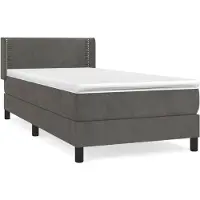 vidaXL Lit boxspring avec matelas gris foncé 90x200 cm velours