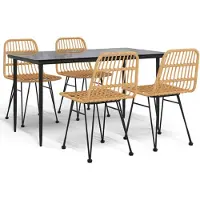 vidaXL Ensemble de jardin 5 pièces Poly rotin