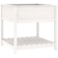 vidaXL Jardinière avec étagère Blanc 82,5x82,5x81cm Bois massif de pin