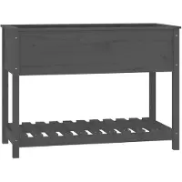 vidaXL Jardinière avec étagère Gris 111,5x54x81 cm Bois massif de pin