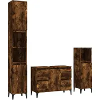 vidaXL Ensemble de meubles de salle de bain 3 pièces chêne fumé bois composite