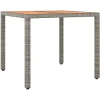 vidaXL Table de jardin avec plateau en bois Gris Poly rotin & bois massif Acacia