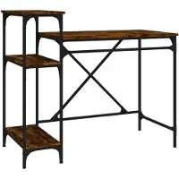 vidaXL Bureau avec étagère chêne fumé 105x50x90 cm bois composite