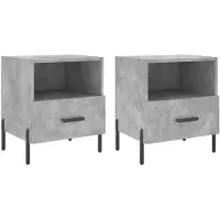 vidaXL Tables de chevet 2pcs gris béton 40x35x47,5cm bois d’ingénierie