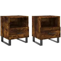 vidaXL Tables de chevet 2pcs chêne fumé 40x35x47,5cm bois d’ingénierie