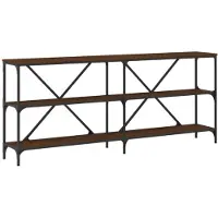 vidaXL Table console chêne marron 180x30x75 bois d'ingénierie et fer