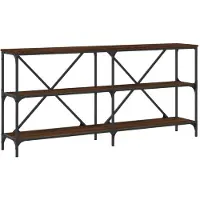 vidaXL Table console chêne marron 160x30x75cm bois d'ingénierie et fer
