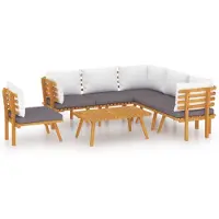 vidaXL Ensemble de salon de jardin avec coussins en bois massif d'acacia Groupe de salon d'extérieur