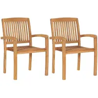 vidaXL Chaises de jardin 2 pcs. empilables teck massif