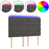 vidaXL Tête de lit LED gris foncé 160x7x118/128 cm velours