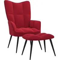 vidaXL Fauteuil relax avec pouf vin rouge velours