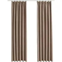 vidaXL Rideaux occultants avec crochets 2 pcs Taupe 140x175 cm